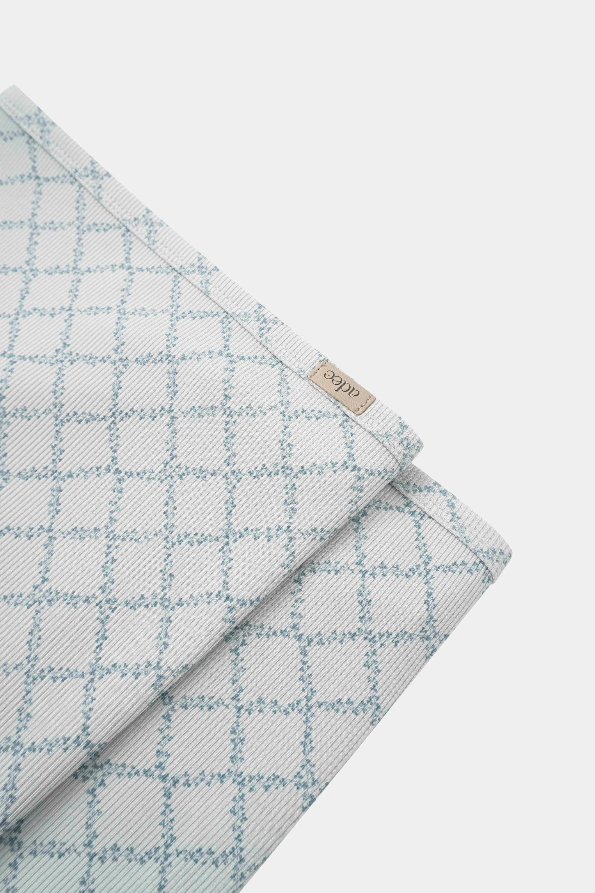 Blue Leaf Blanket swaddle for boys by Adee in light-blue grid pattern