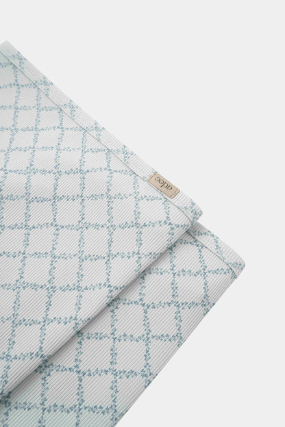 Blue Leaf Blanket swaddle for boys by Adee in light-blue grid pattern
