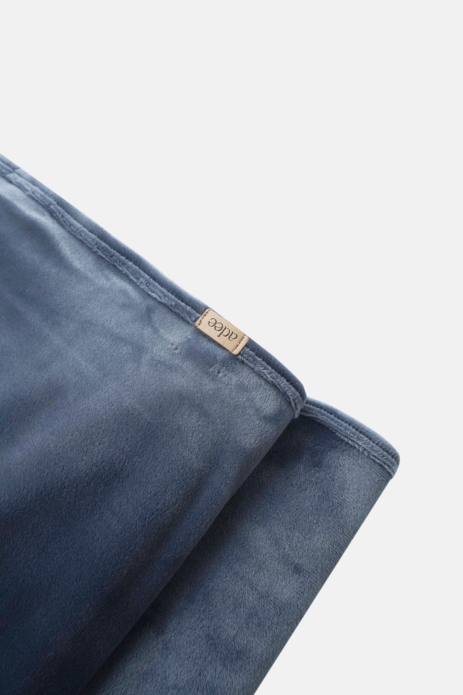 Velour blanket slate blue for boys, Adee swaddle blanket with beige tag