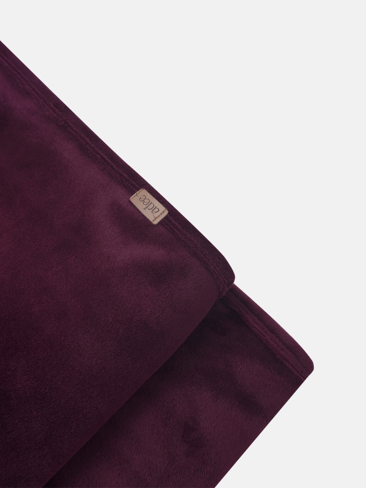 Embroidered Bear Blanket - Burgundy by Adee; girls swaddle blanket in soft burgundy fabric with beige tag