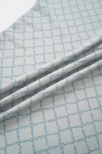 Blue Leaf Blanket swaddle blanket for boys by Adee in a light blue grid pattern