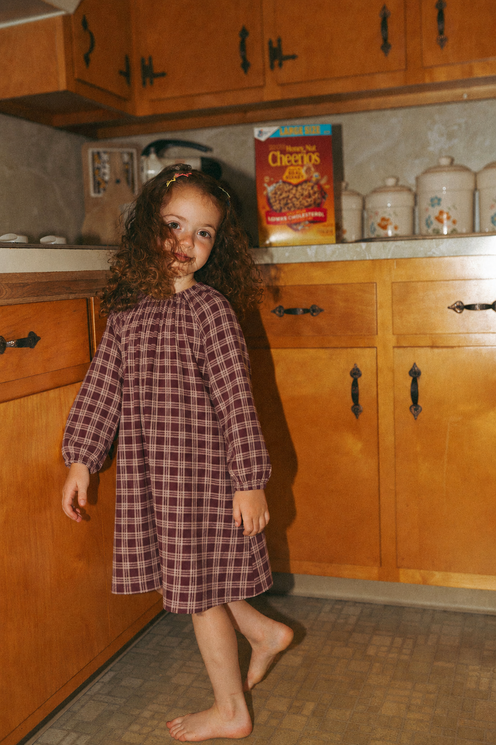 Plaid Nightgown for girls by Adee, burgundy sleepwear with a relaxed fit and everyday comfort
