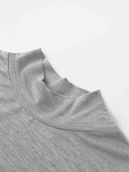 Modal Mock Neck T‑Shirt for girls in grey by Adee, dressy top close-up of neckline.