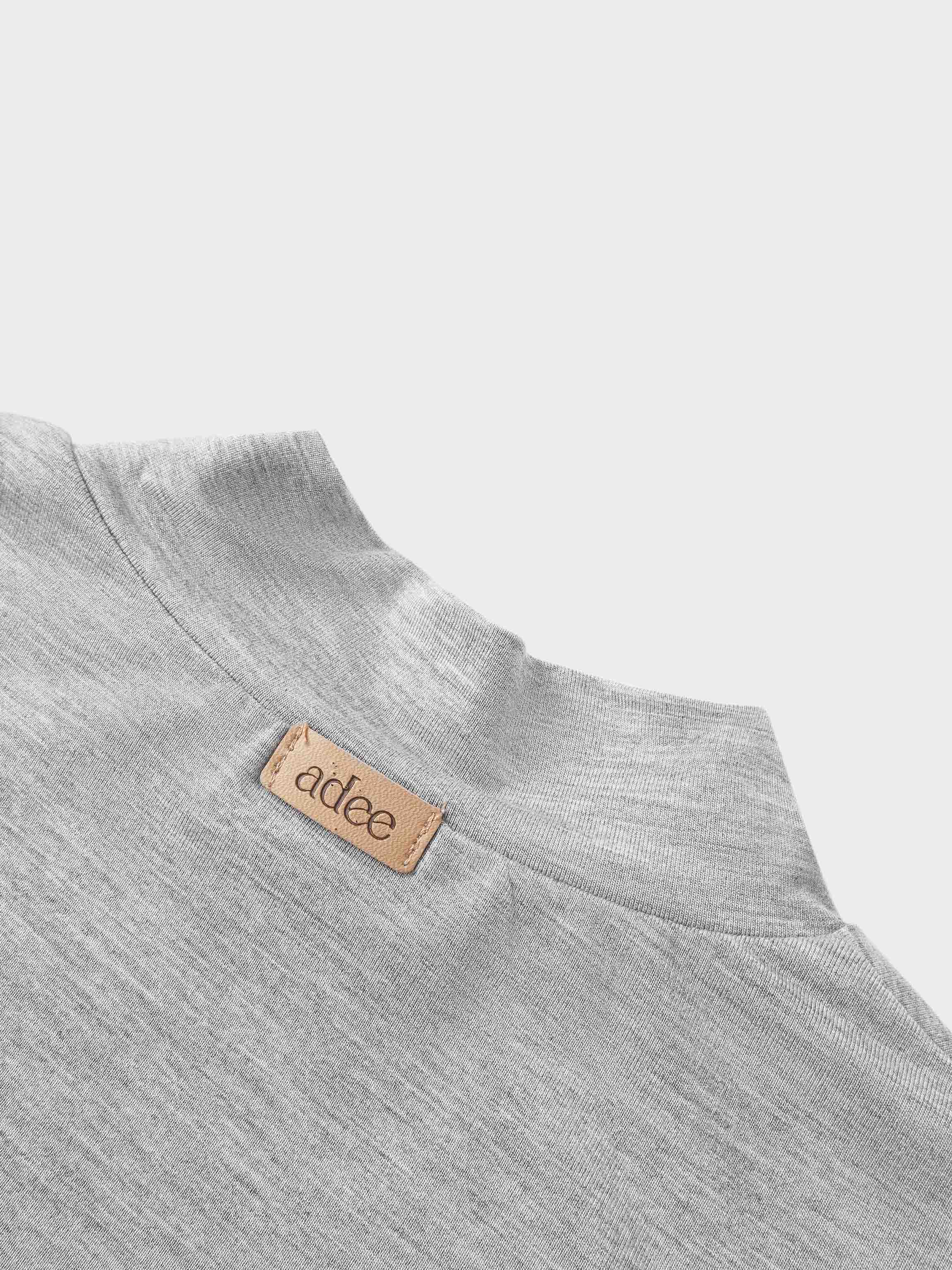 Modal Mock Neck T‑shirt for girls, grey heather knit with Adee tag visible.
