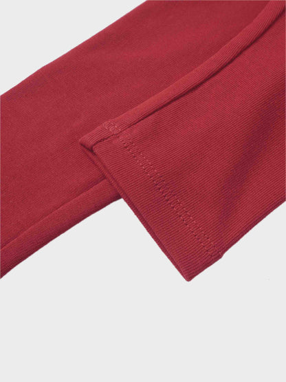 Non Ribbed Leggings - Red, Adee unisex bottoms with visible cuff stitching