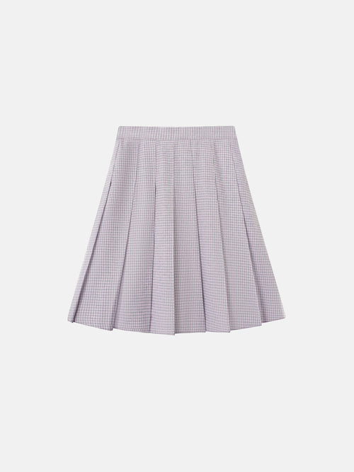 Gingham pleated skirt for girls in grey check, dressy style