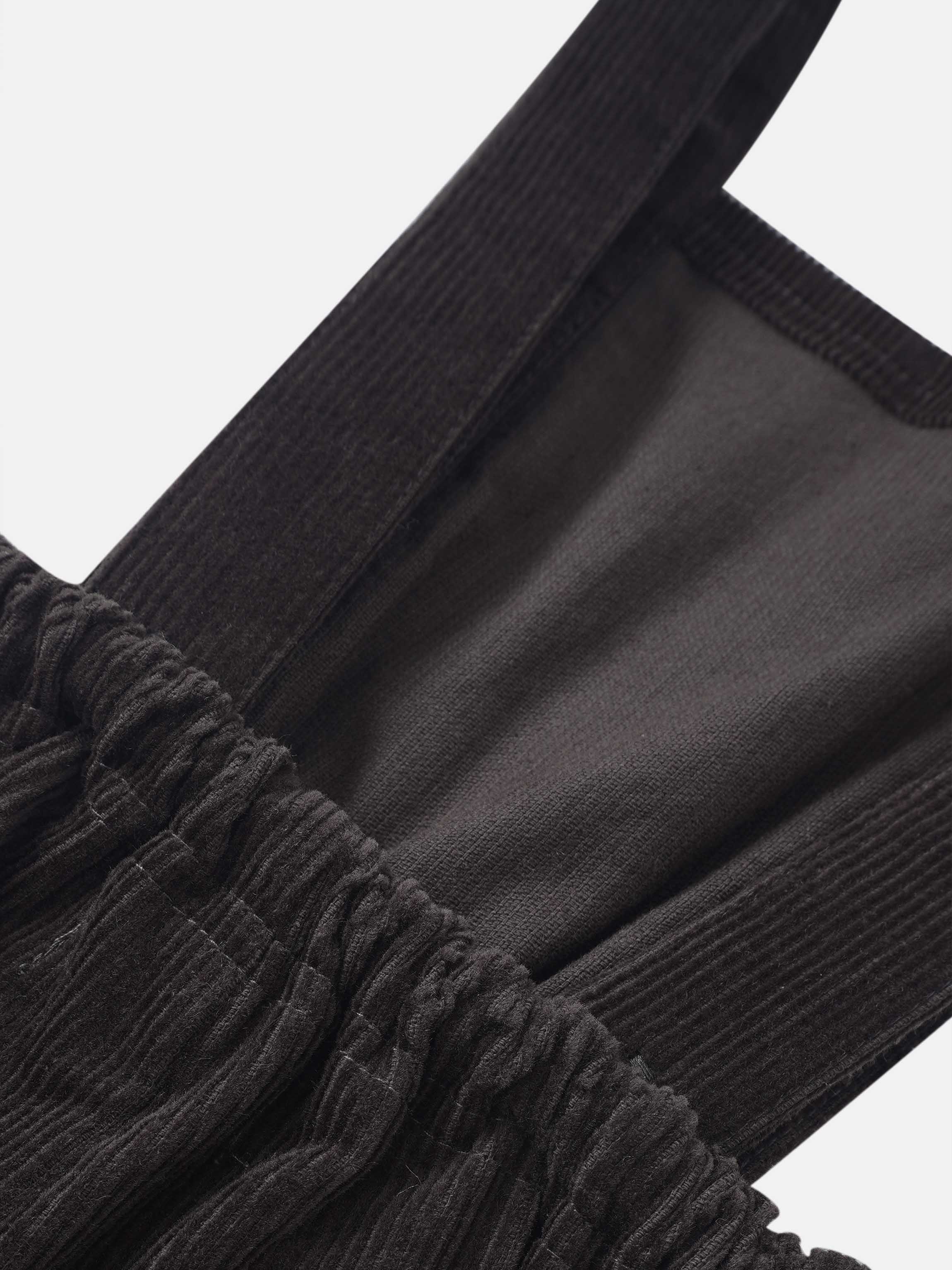 Grey corduroy boys overalls by Adee with elastic waistband and ribbed fabric detail