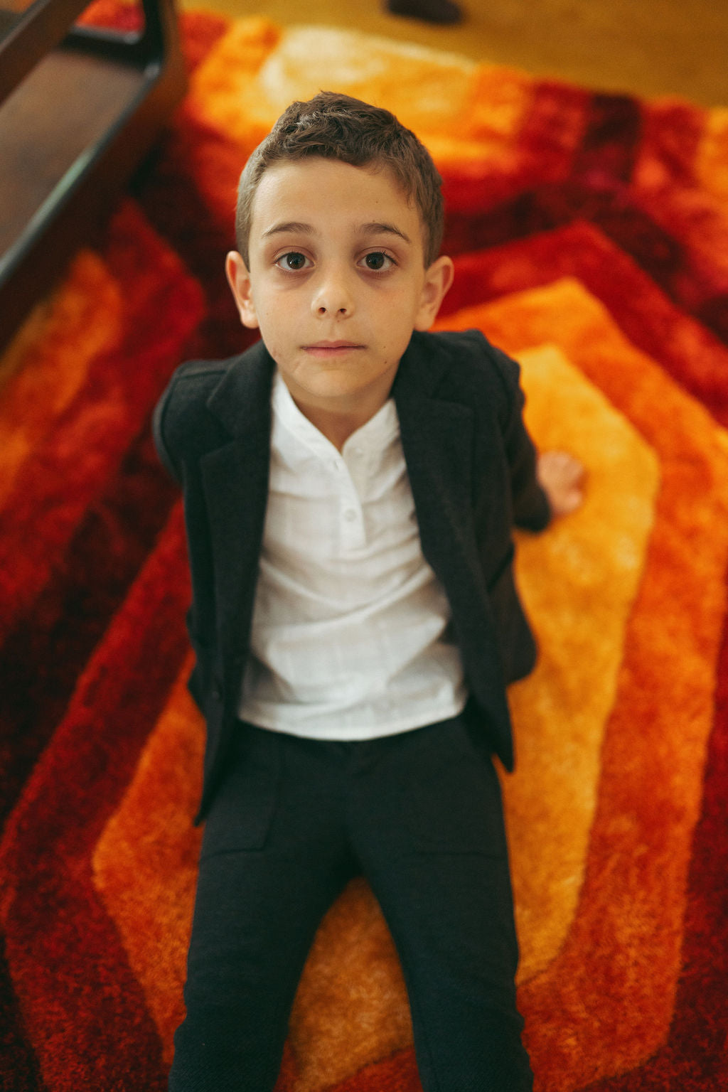 Textured Twill Blazer - Grey for boys by Adee, worn over white shirt