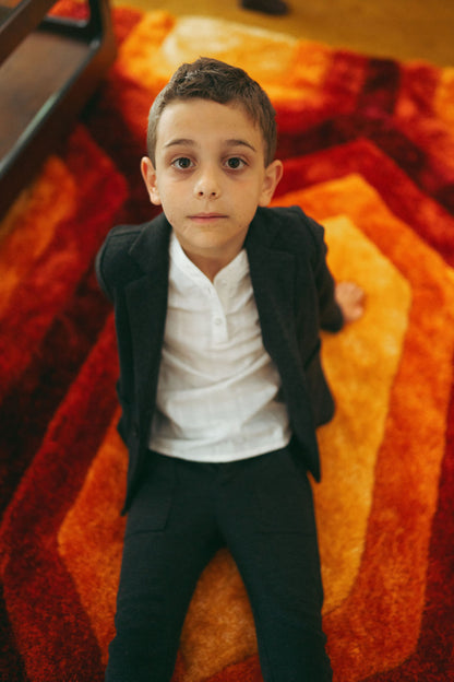 Textured Twill Blazer - Grey for boys by Adee, worn over white shirt