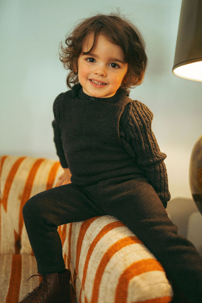 Knit sweater for boys, grey with cable-knit sleeves, dressy top