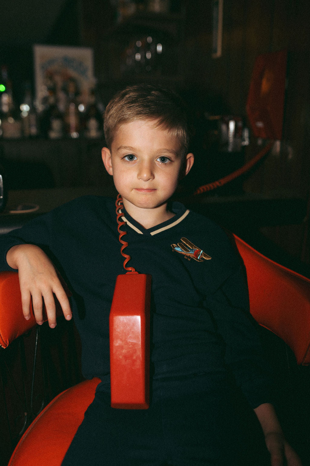 Embroidered Jet Sweatshirt for boys, navy with jet patch