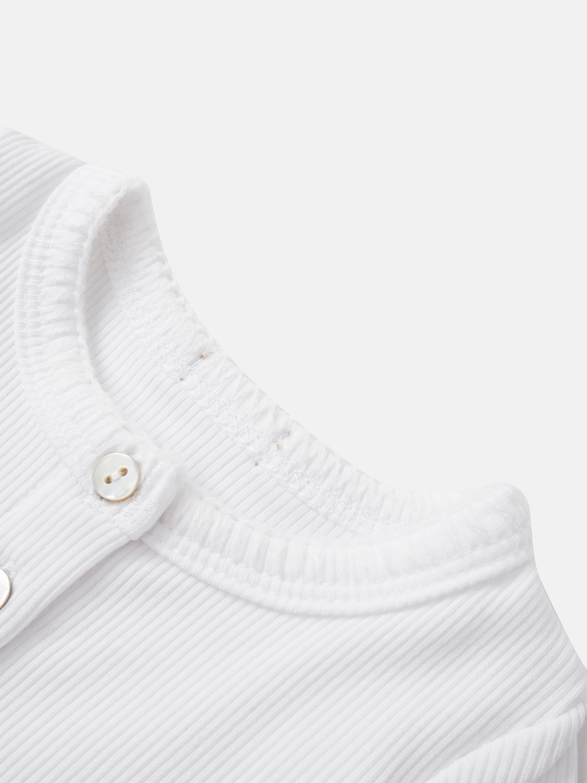 Legacy Stitch Cardigan by Adee in white corduroy, unisex dressy top.