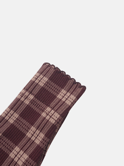 Girls Stretchies burgundy plaid knit leggings by Adee