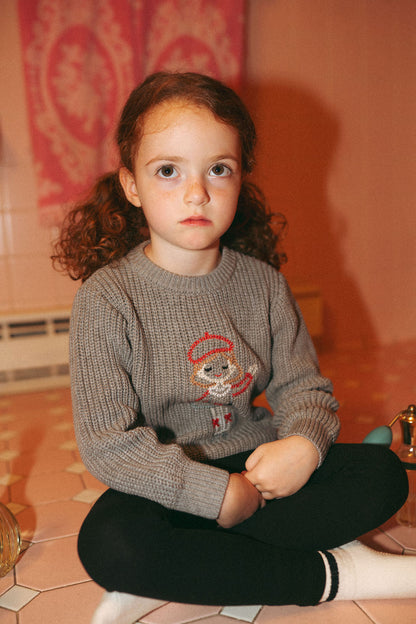 Knit Girl Sweater by Adee in grey, cozy kids&