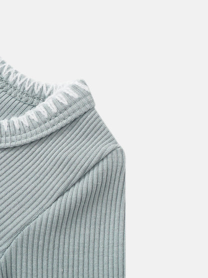 Legacy Stitch Cardigan in light blue, by Adee; boys dressy top with ribbed knit and folded collar.
