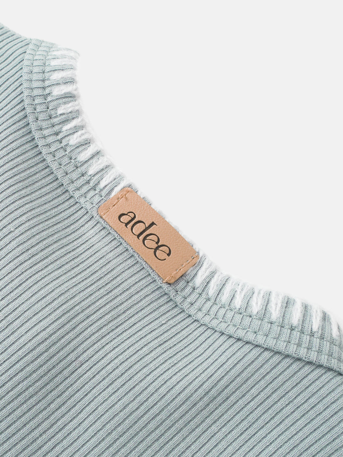 Legacy Stitch Cardigan by Adee in light blue knit, boys dressy top with tan leather label.