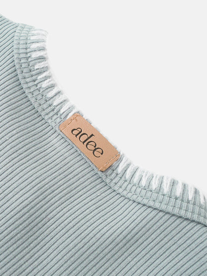 Legacy Stitch Cardigan by Adee in light blue knit, boys dressy top with tan leather label.