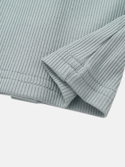 Legacy Stitch Cardigan - light blue, ribbed knit fabric with folded cuff