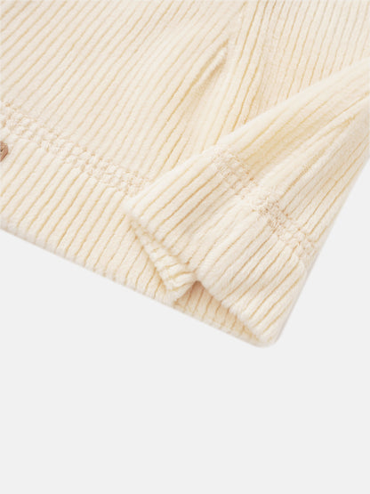 Adee Embroidered Anchor Hat for boys, beige corduroy fabric.
