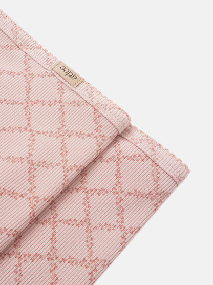 Pink Leaf Blanket by Adee; girls swaddle blanket in pink plaid pattern