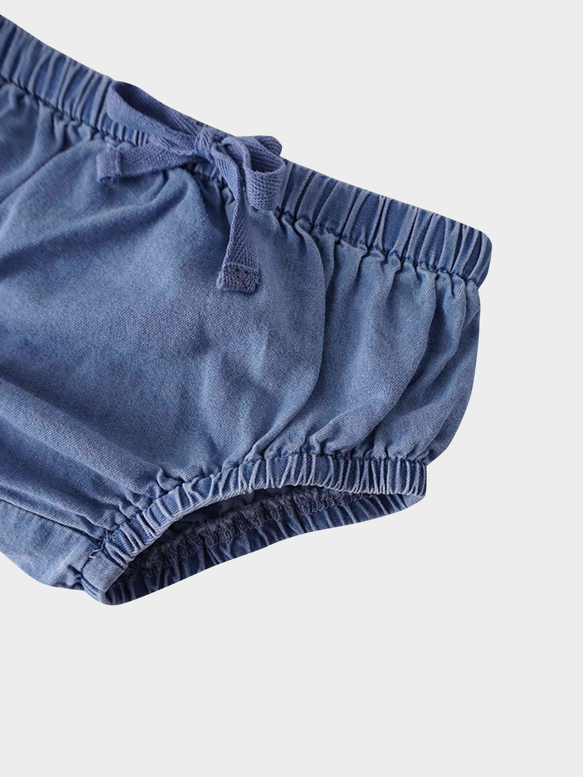 Light denim drawstring bloomers for toddlers