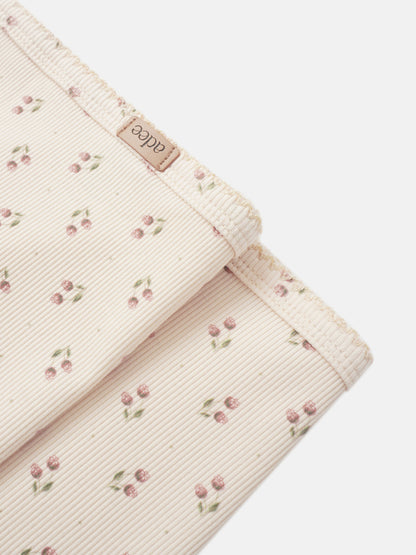 Tiny Tulip Blanket by Adee; pale pink ribbed girls swaddle blanket with tiny floral print