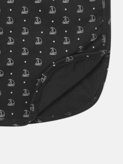 Harbor Dot Blanket by Adee; navy boys swaddle blanket with white sailboat pattern