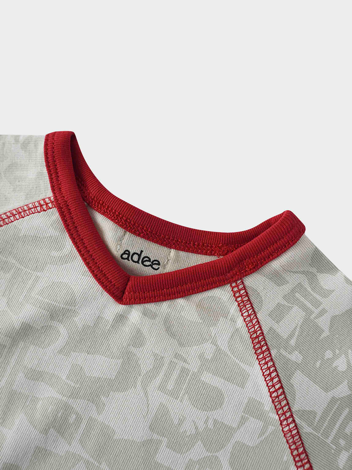 Abstract Pajamas-Red: gray abstract print girls&