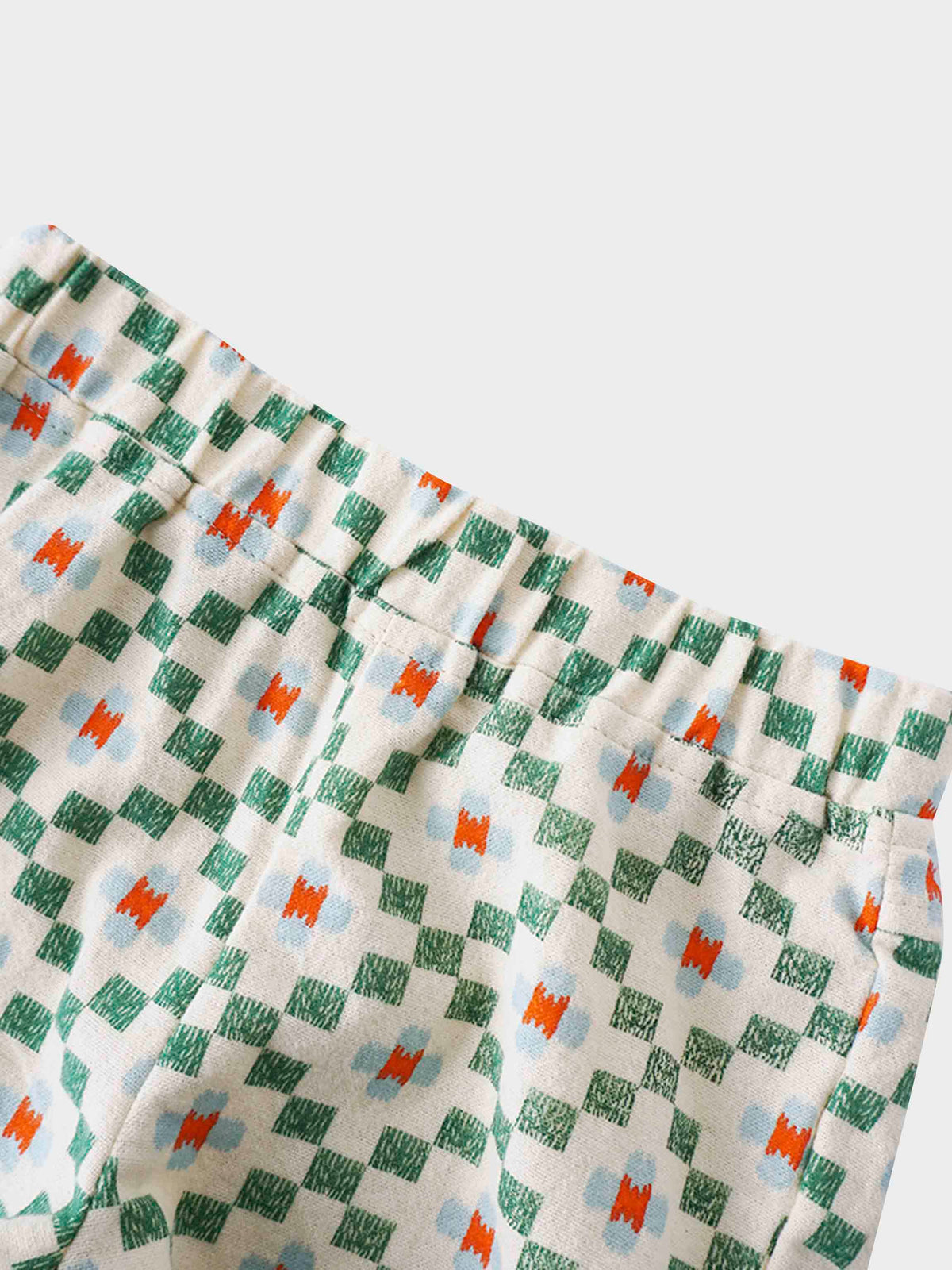 Boys green diamond shorts waistband