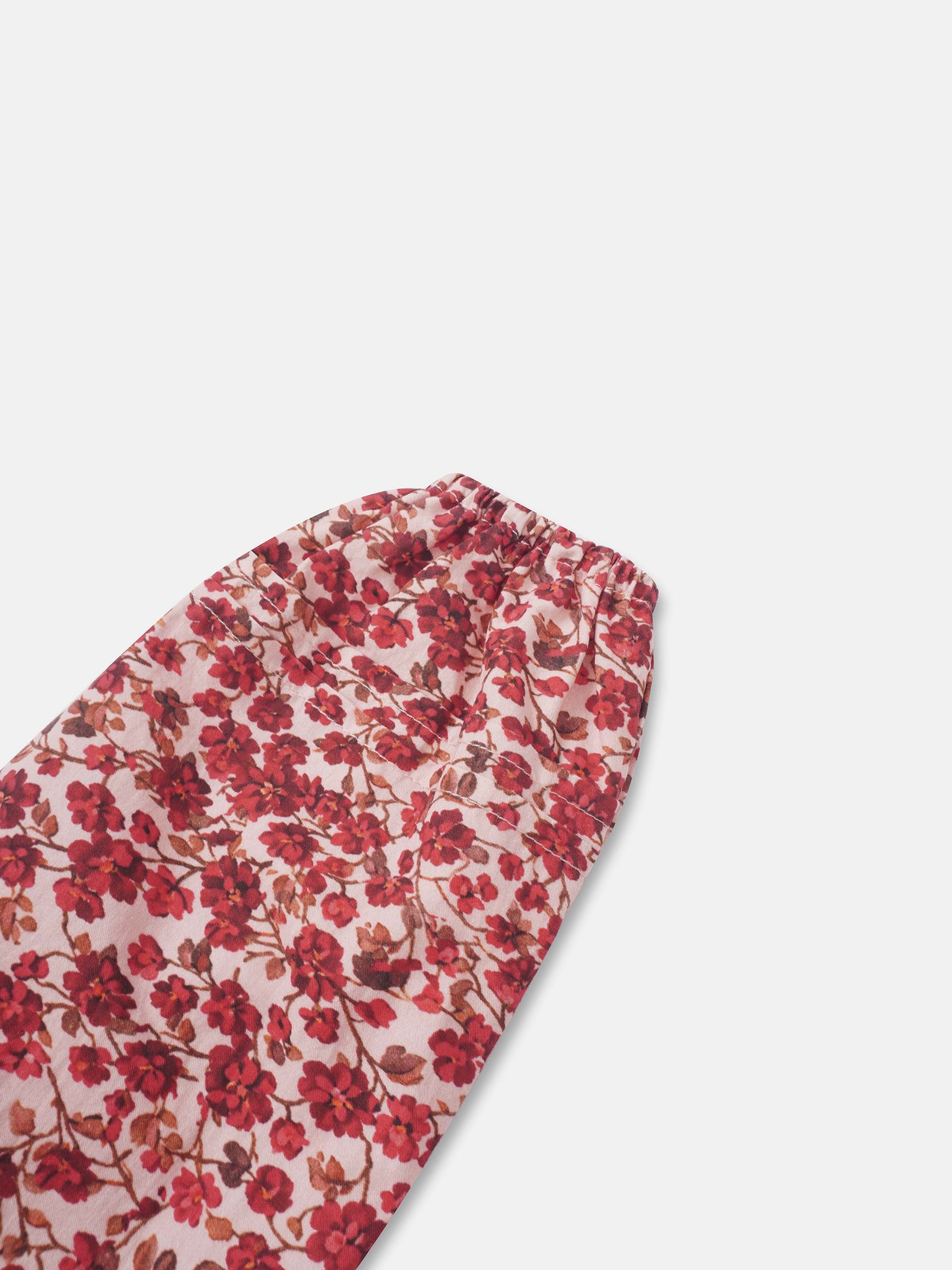 Red Flower Dress by Adee for girls, dressy floral print on pink fabric