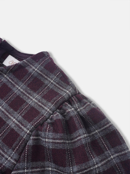 Plaid Dress - Burgundy for girls by Adee; dressy garment in burgundy plaid fabric
