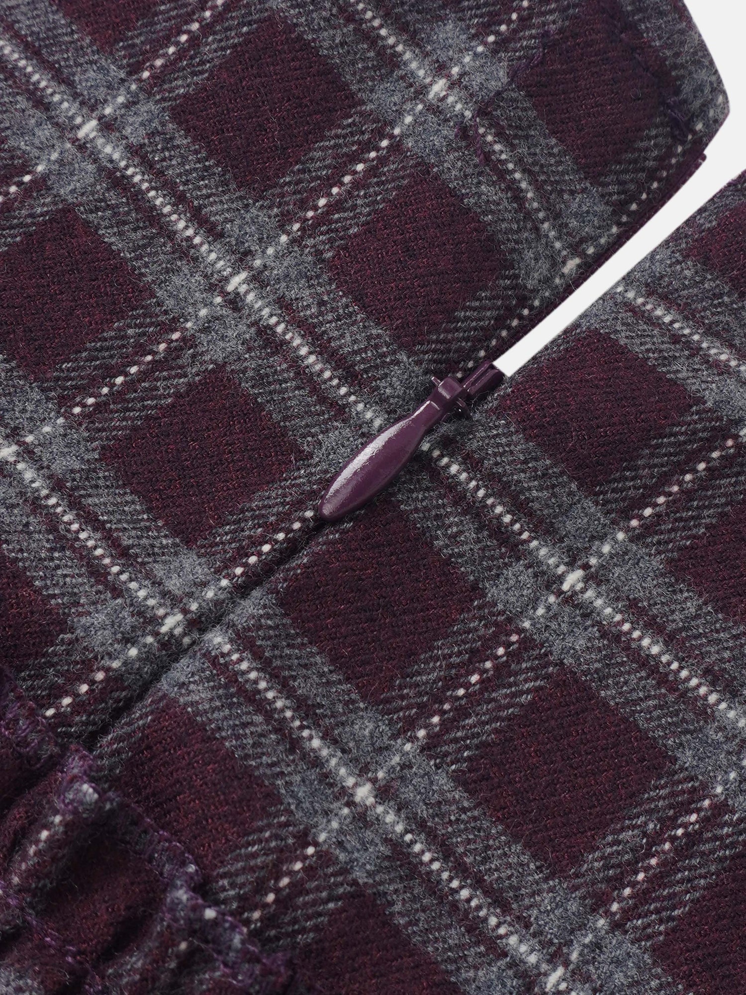 Adee plaid burgundy dress with purple zipper pull