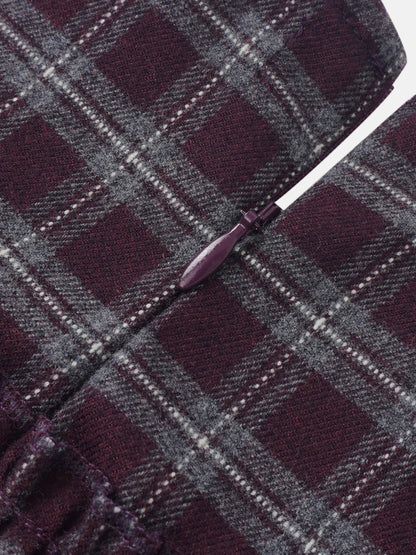 Adee plaid burgundy dress with purple zipper pull