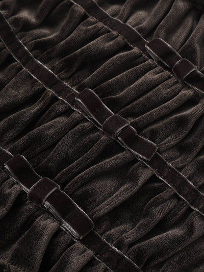 Velour Smocked Robe, brown; Adee girls dressy attire.