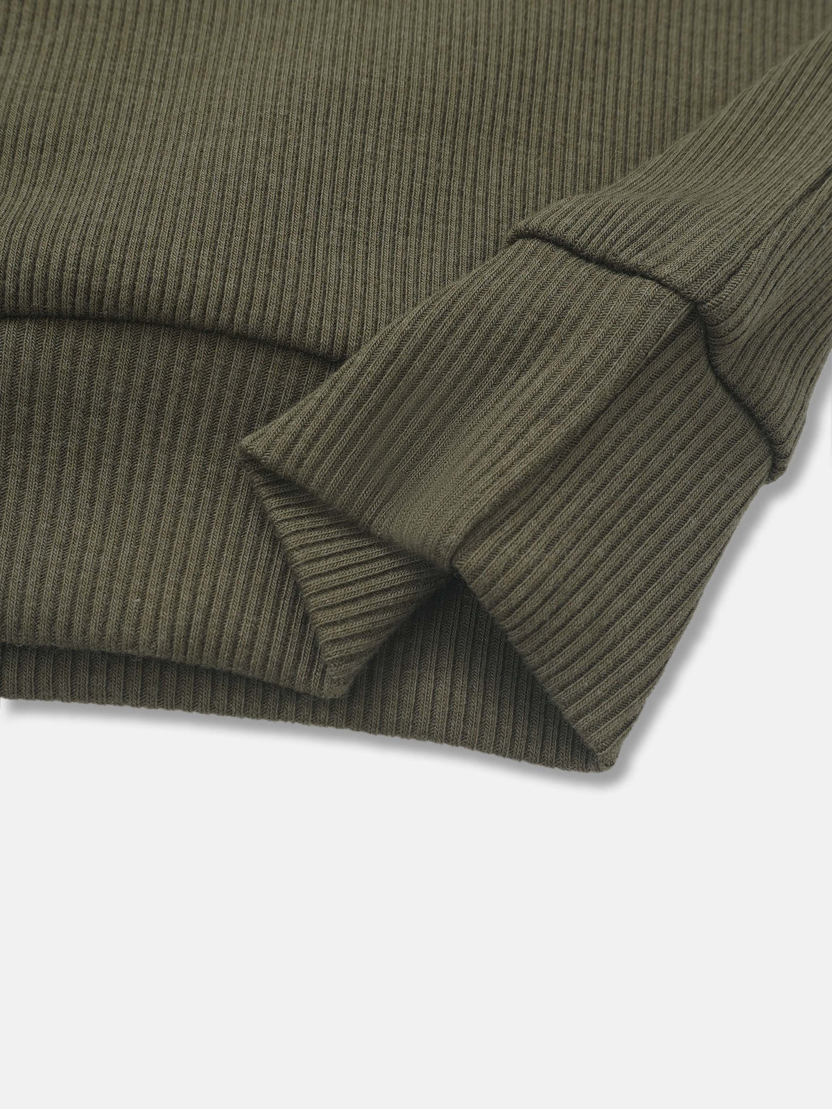 Bomber Set - Olive Green by Adee; unisex ribbed knit fabric close-up