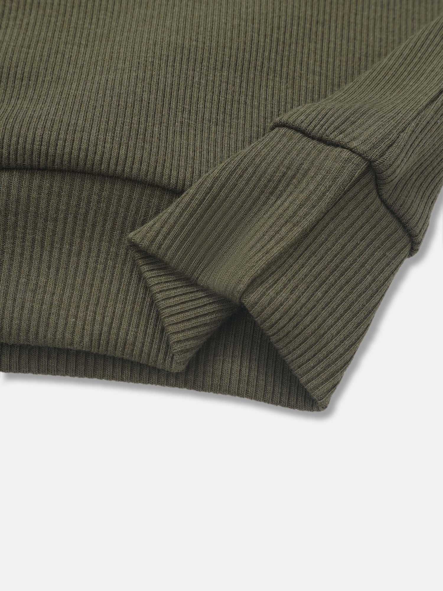 Bomber Set - Olive Green by Adee; unisex ribbed knit fabric close-up