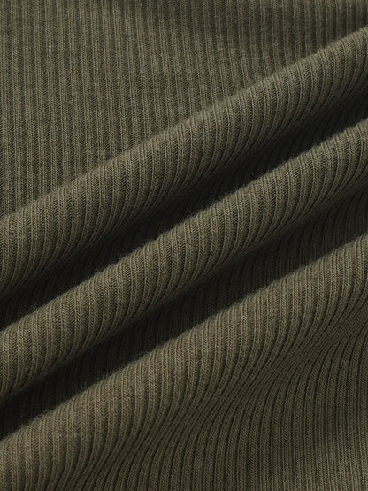 Bomber Set by Adee in olive green rib-knit fabric, unisex
