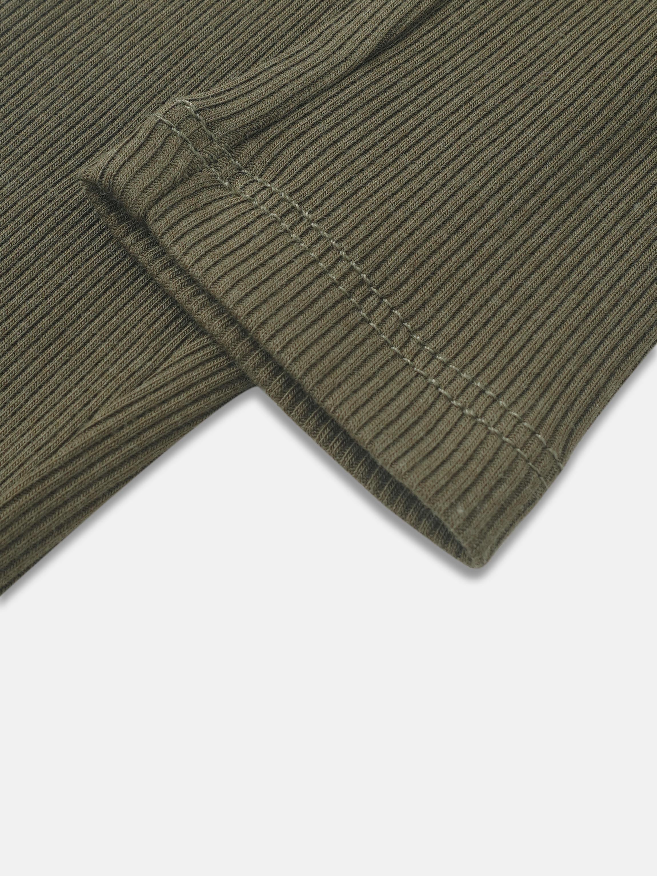 Bomber Set Olive Green by Adee; unisex ribbed knit fabric with cuff seam detail
