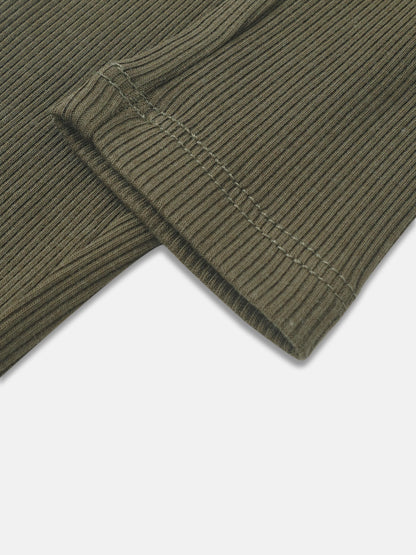 Bomber Set Olive Green by Adee; unisex ribbed knit fabric with cuff seam detail