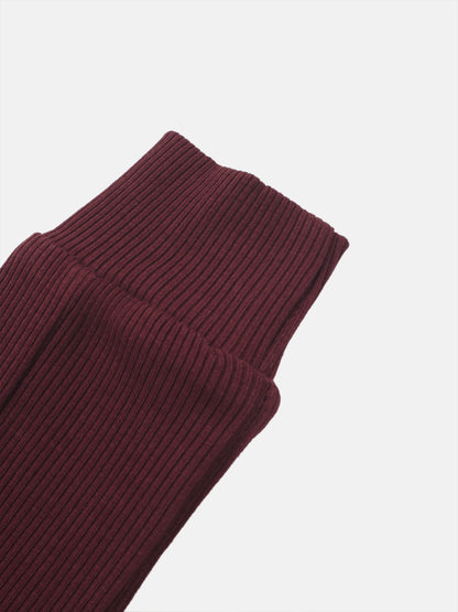 Bomber Set - Burgundy ribbed knit sleeve cuff close-up.