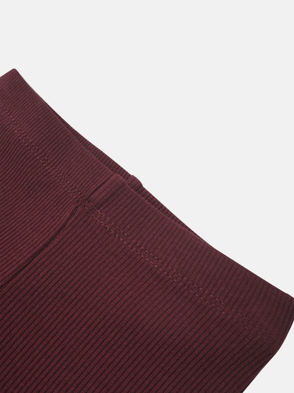 Bomber Set Burgundy; ribbed knit fabric close-up, Adee brand for little girls