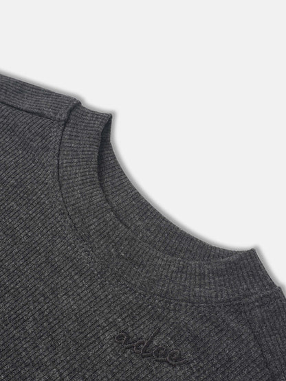 Bomber Set Heather Grey ribbed knit fabric Adee unisex