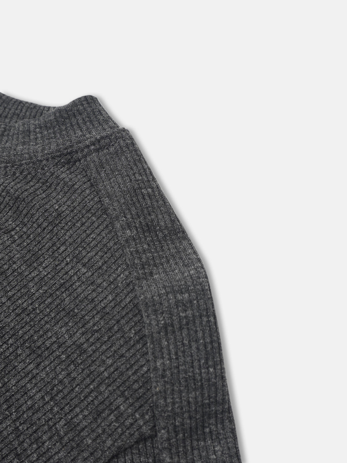 Bomber Set - Heather Grey by Adee; unisex ribbed knit fabric close-up