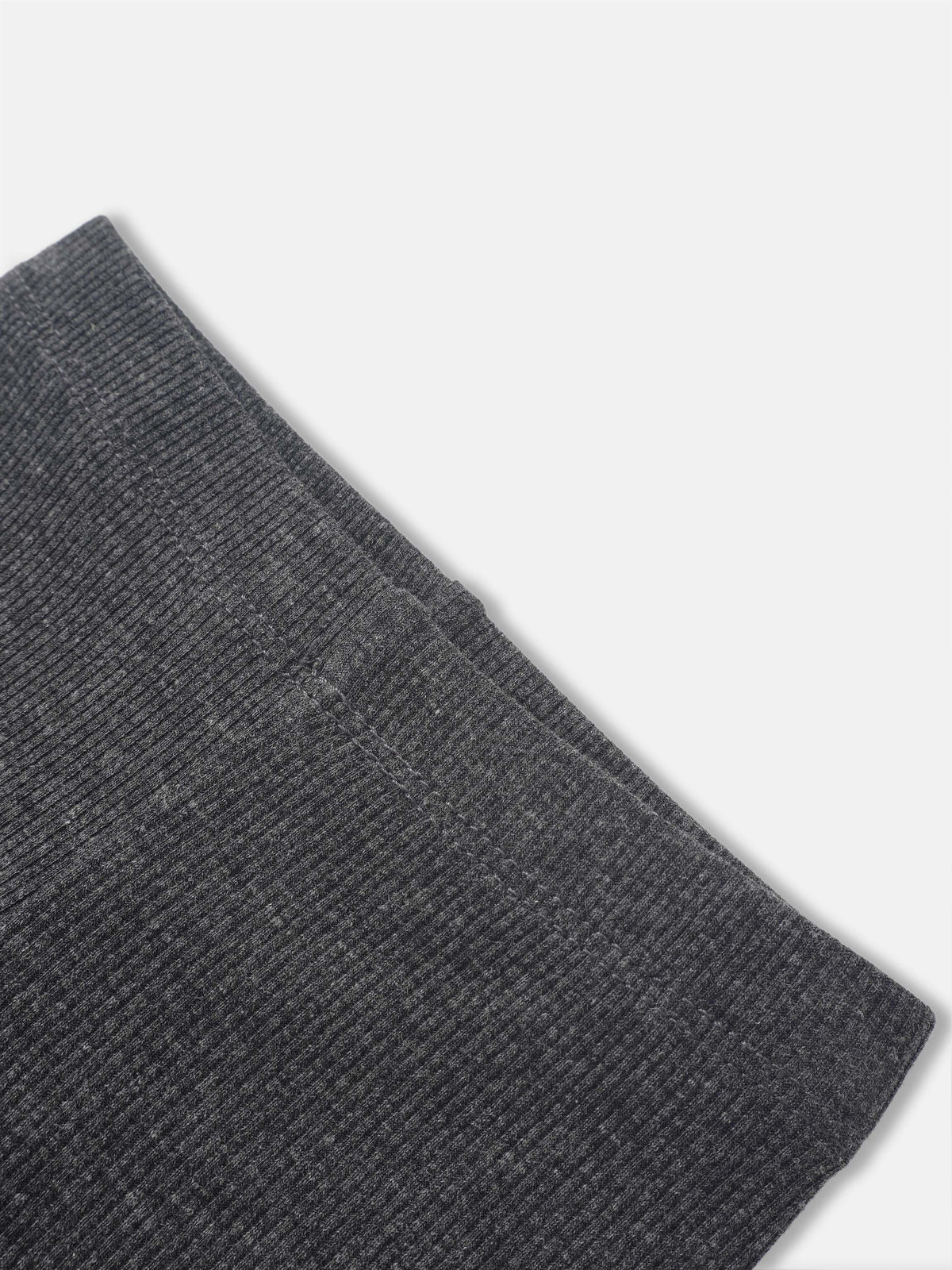 Bomber Set - Heather Grey, ribbed knit fabric close-up of cuff.