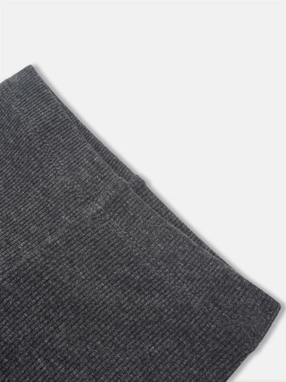 Bomber Set - Heather Grey, ribbed knit fabric close-up of cuff.