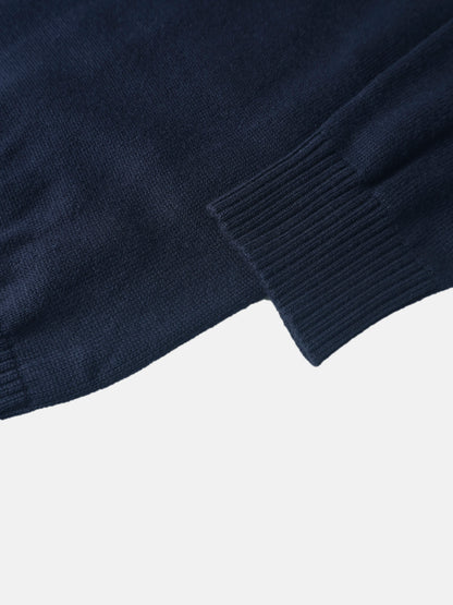 Knit sweater navy with ribbed cuffs; boys dressy top