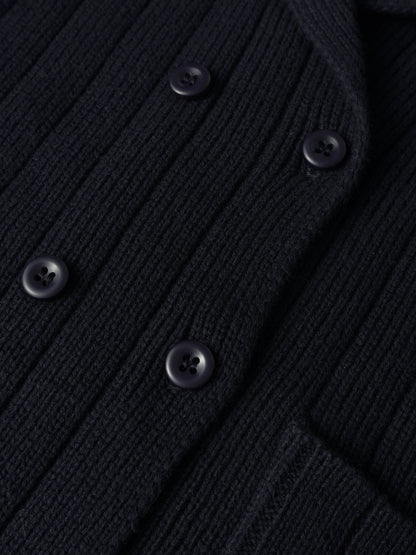 Knit blazer for boys in navy, dressy knit top with dark buttons