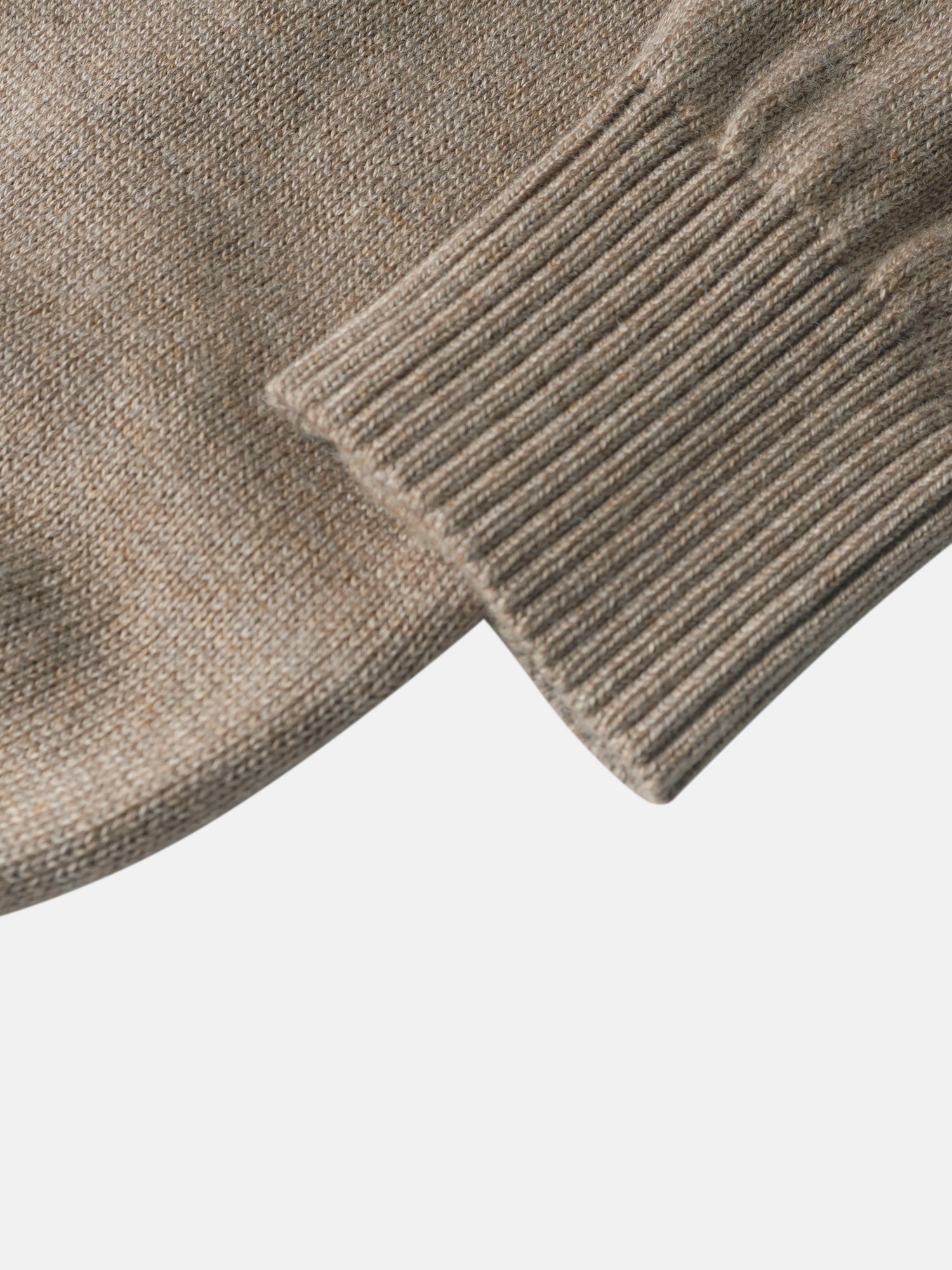 Collared knit sweater for boys in taupe with ribbed cuffs.