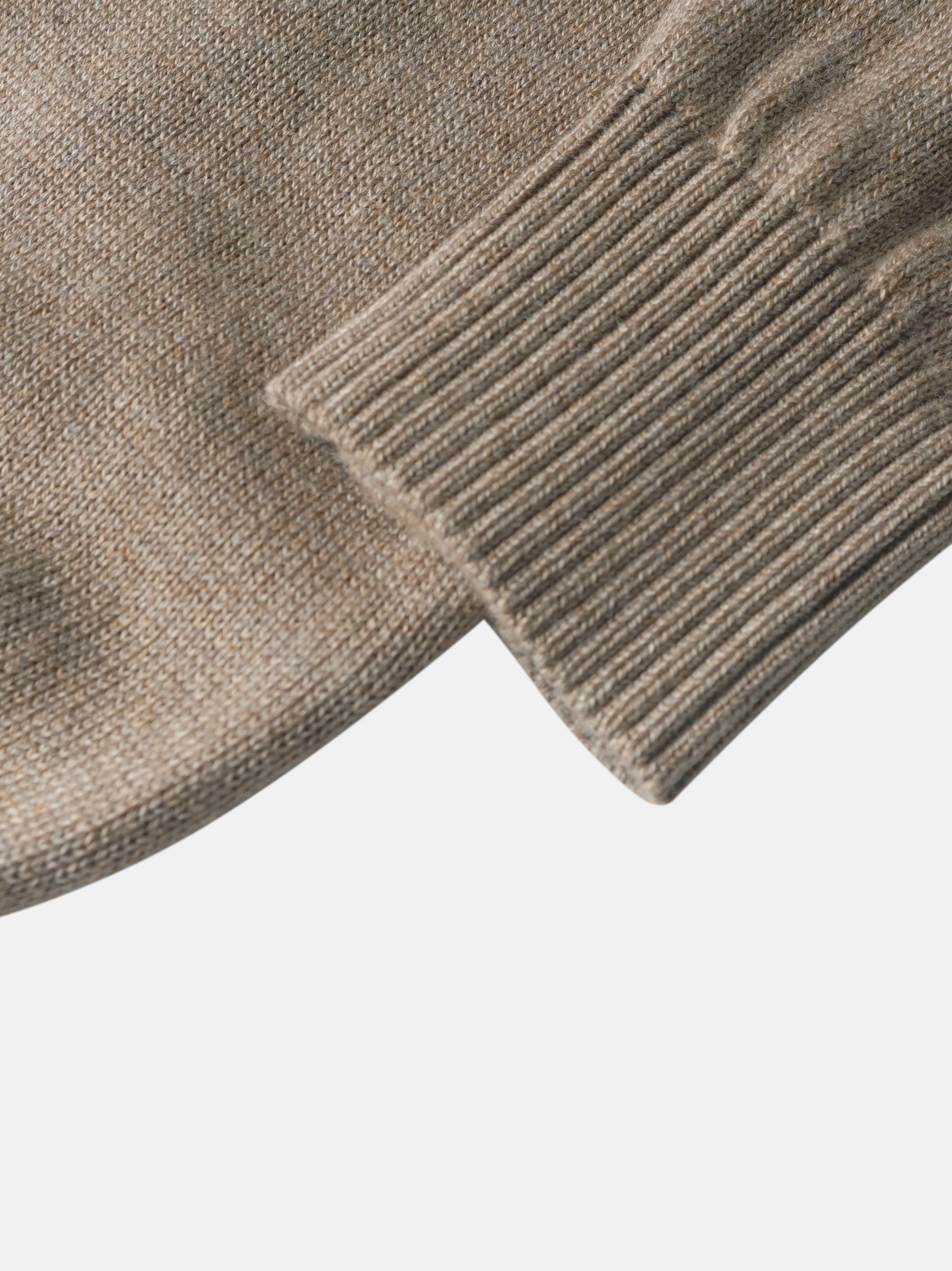 Collared knit sweater for boys in taupe with ribbed cuffs.