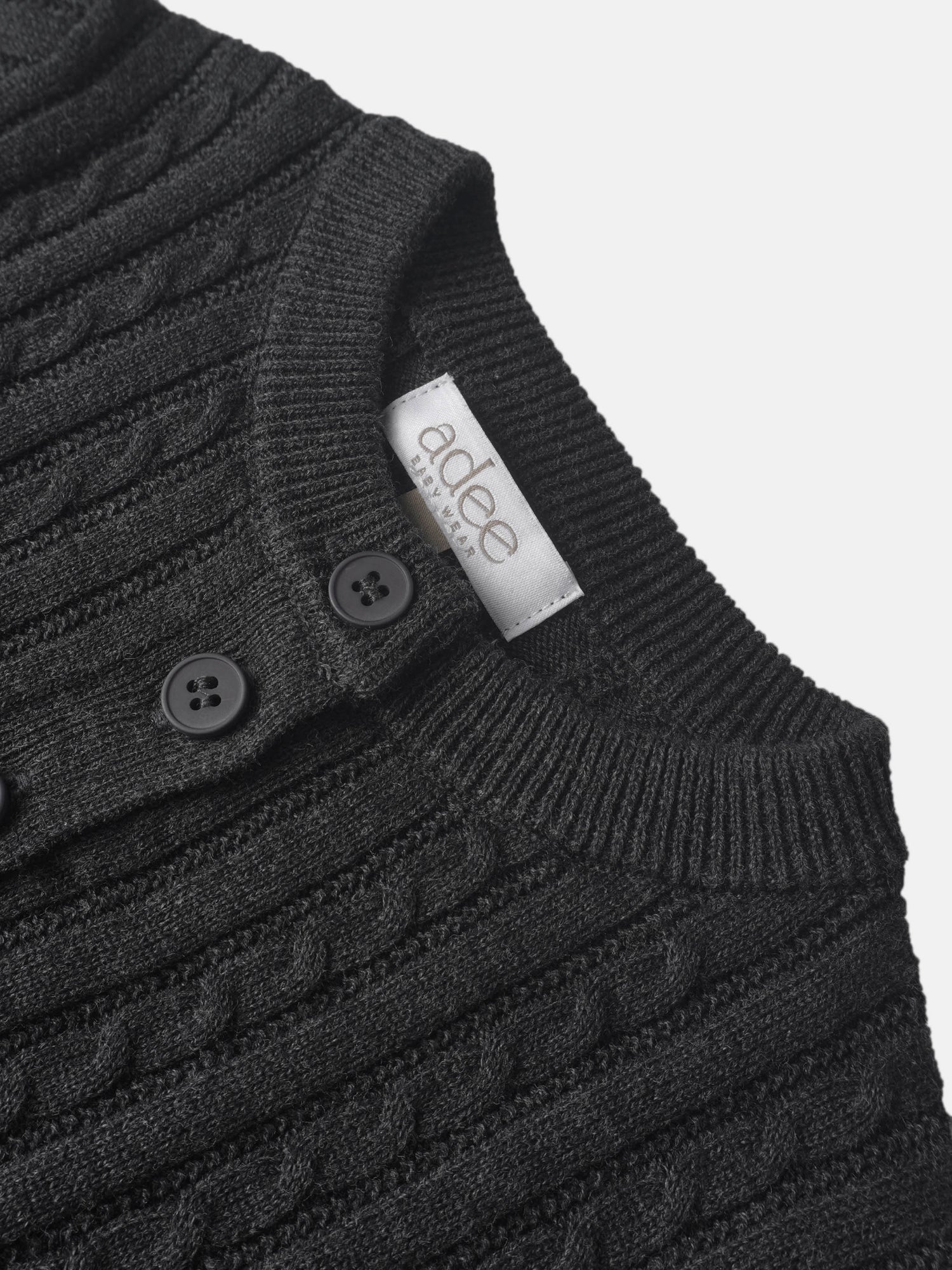 Knit sweater for boys by Adee in grey, dressy top with ribbed knit and button placket